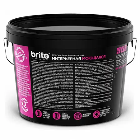 BRITE PROFESSIONAL ONE COAT краска интерьерная моющаяся высокоукрывистая, база А (2,7л)