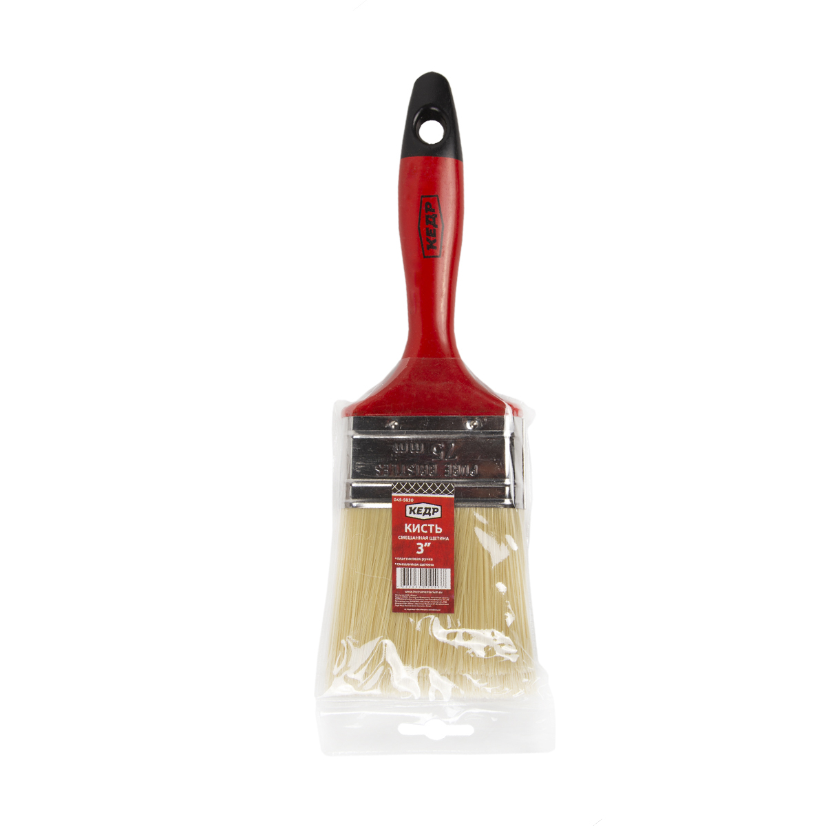Кисть плоская смешанная щетина  №3 /75 мм  (12/240) пласт.ручка  "кедр"  045-5830