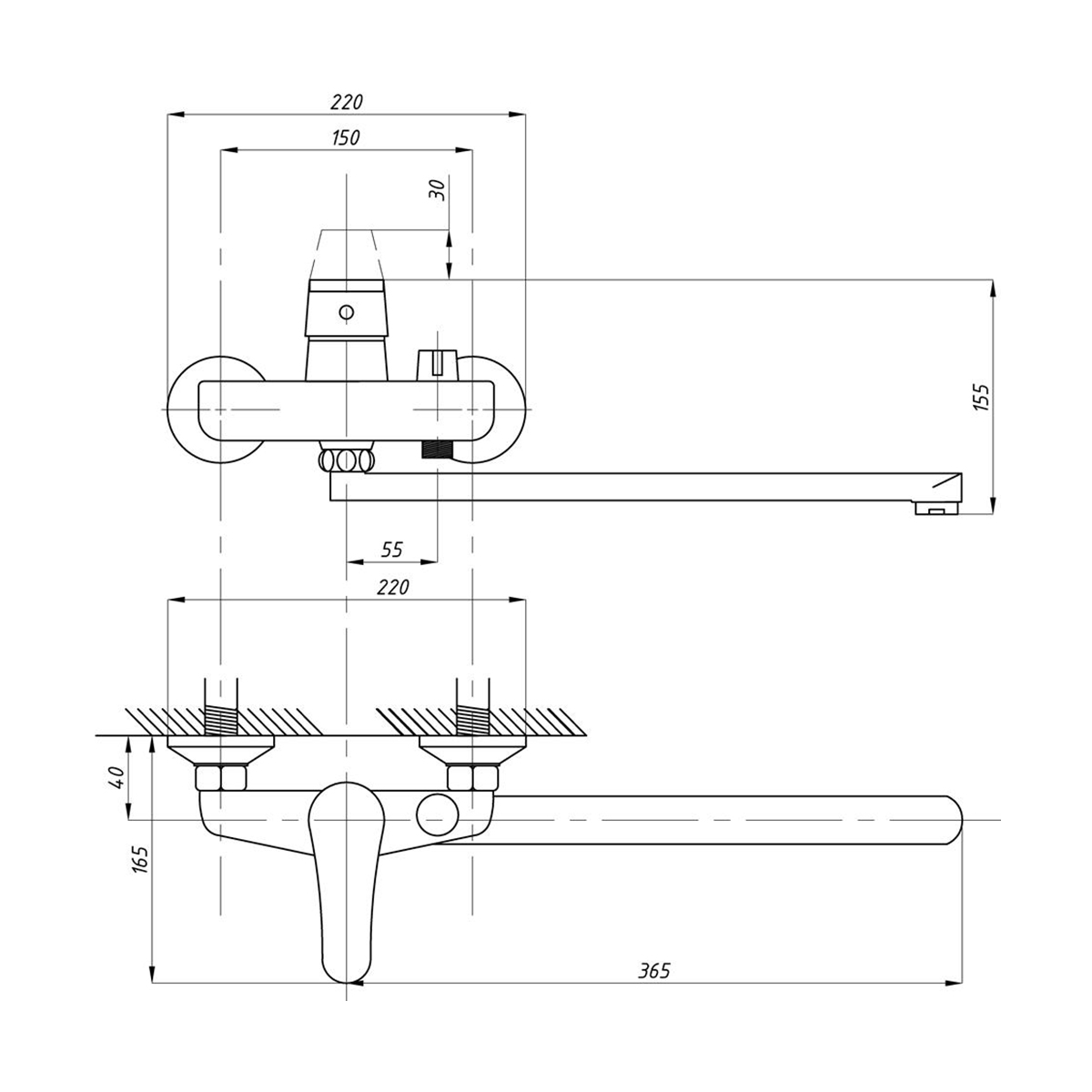 Смеситель для ванн "tsarsberg" tsb-942-1157 длинный излив (1/10) "профсан"
