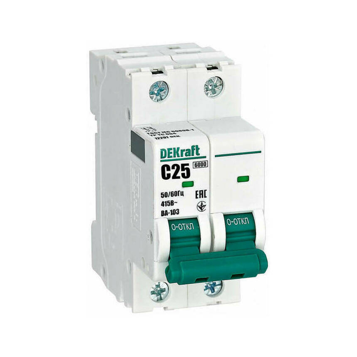Выключатель автомат. ва-103 2р 25а 6ка тип с (1/6/72) "dekraft"