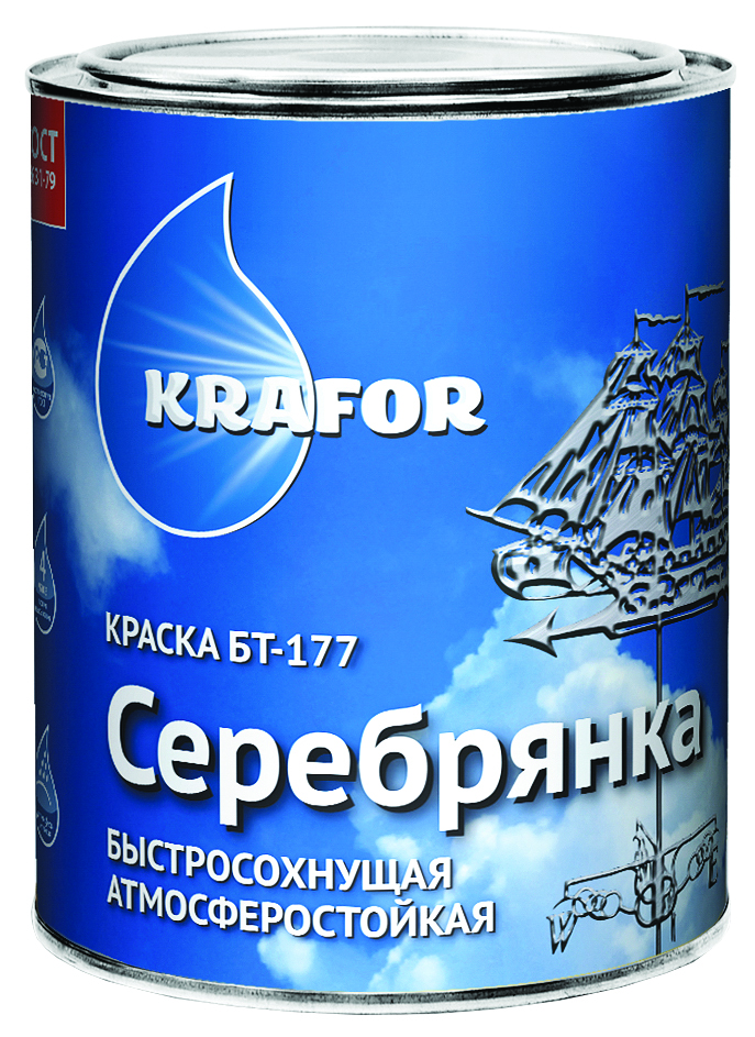 Краска  бт-177 серебрянка 0,7 кг (1/14) "krafor"