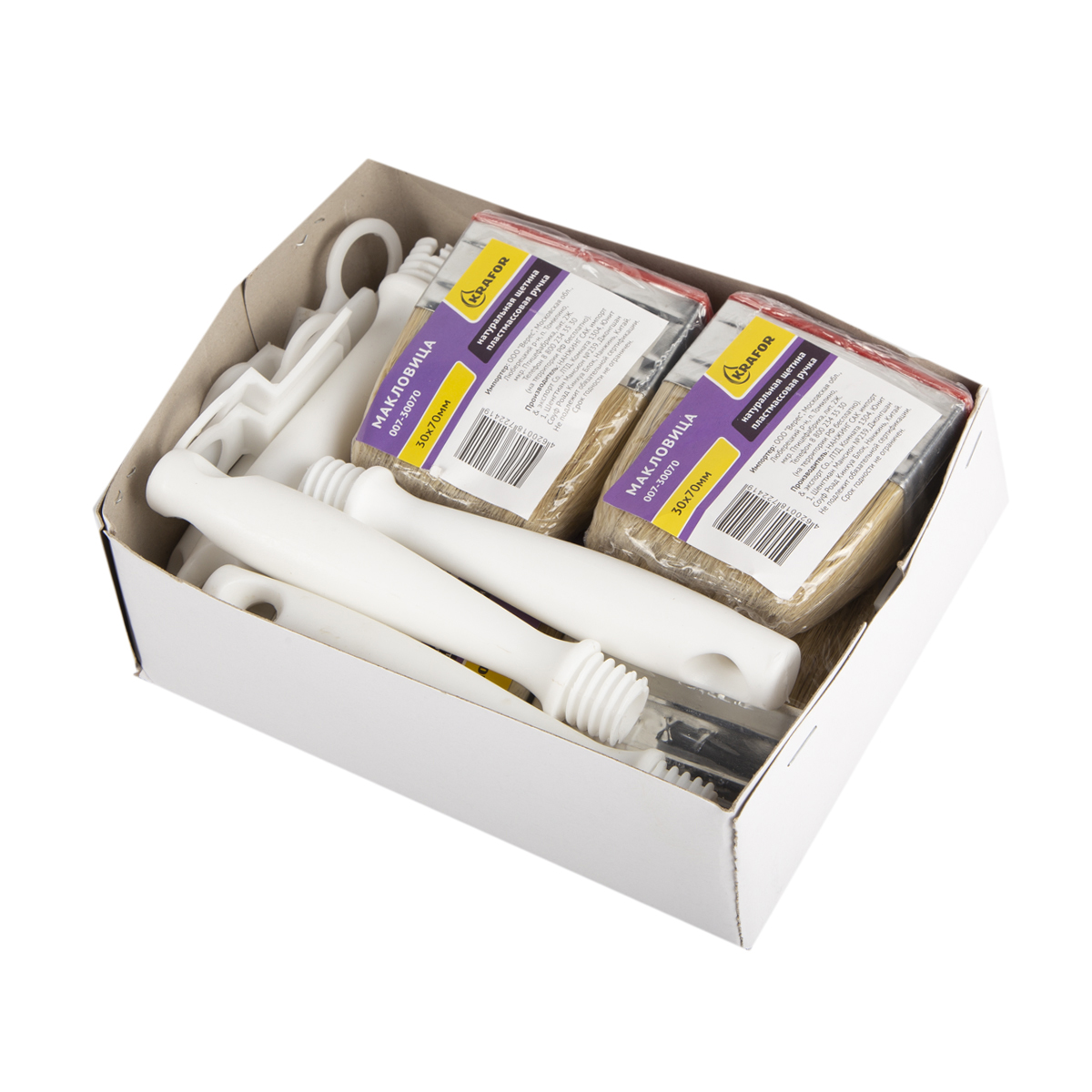 Макловица 30 х  70 мм  (6/240) натур.щетина, пласт.ручка "krafor" 007-30070