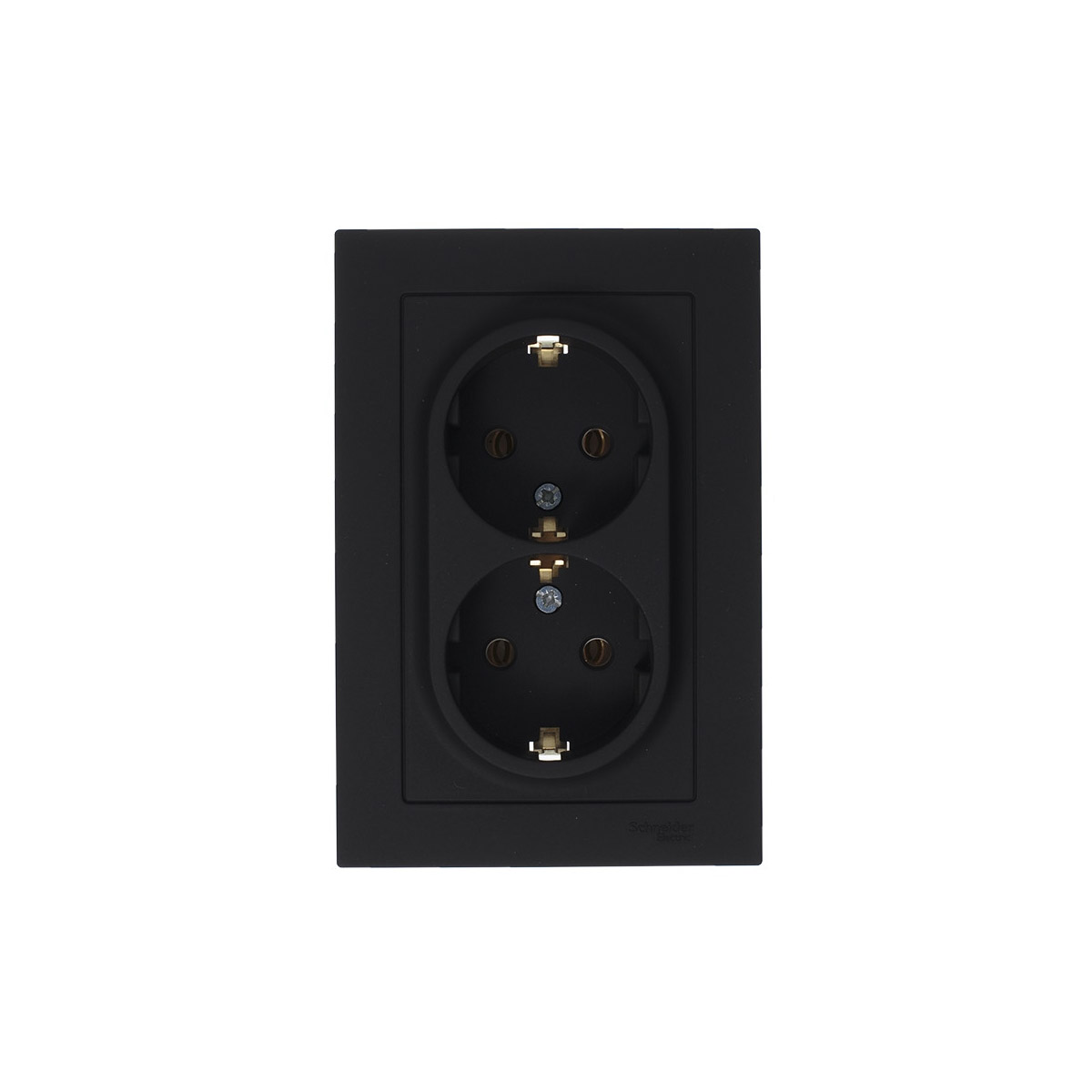 Розетка "atlasdesign" 2-х местн. с заземл. 16а, карбон (1/6/36) "schneider"