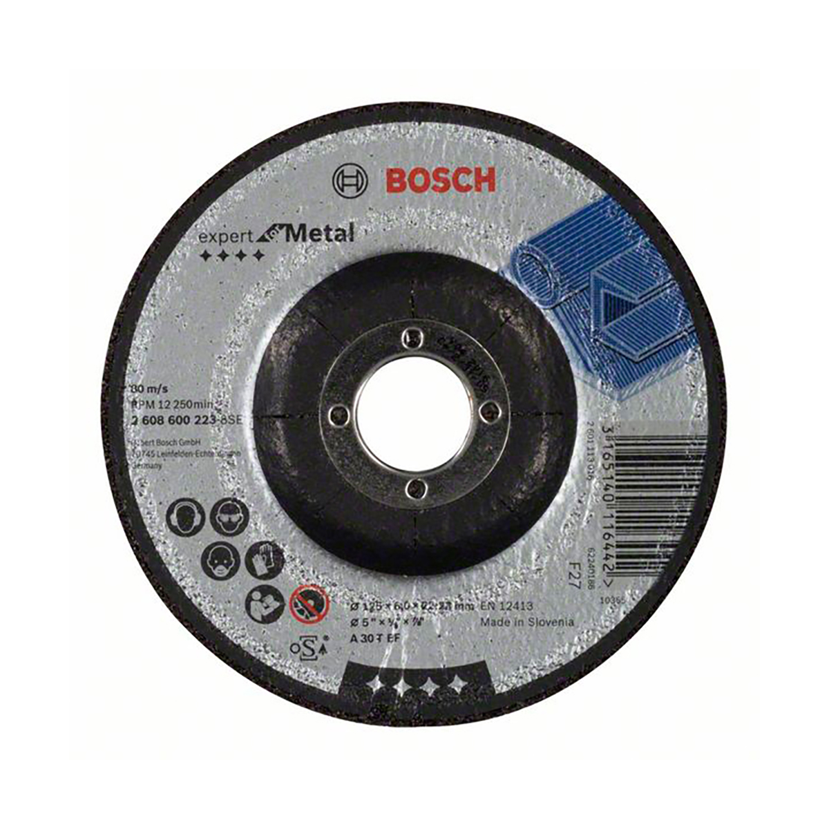 Круг шлифовальный (зачистной) "expert for metal"125 х 6 х 22,2 мм  a 30 t bf (1) "bosch" 2608600223