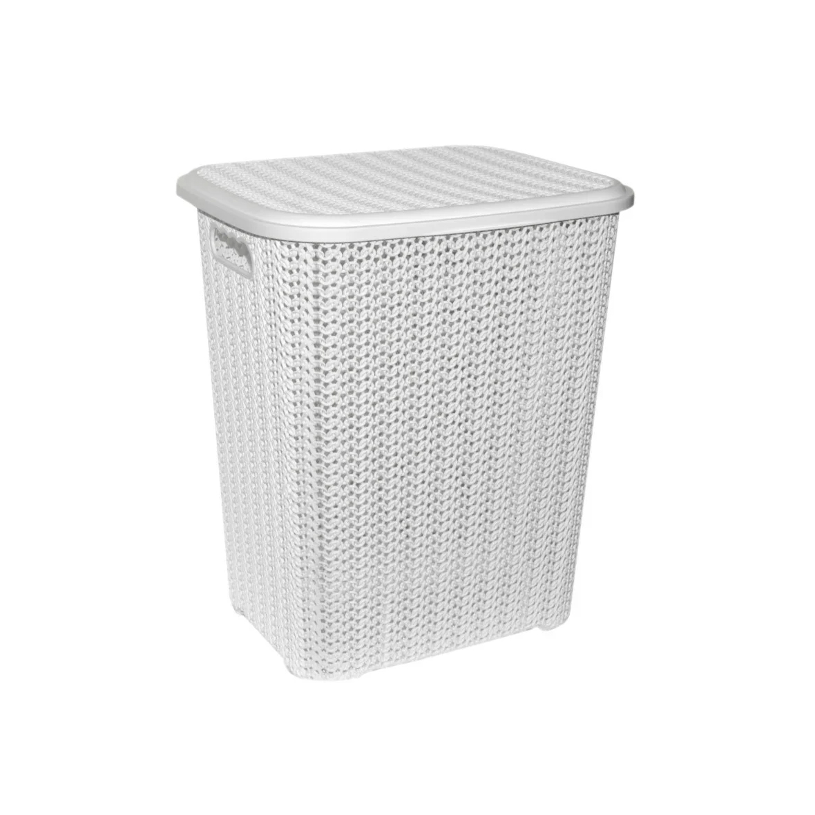 Корзина для белья прямоуг. 40 л "вязь" (белая) с крышкой (1/10) "виолет"