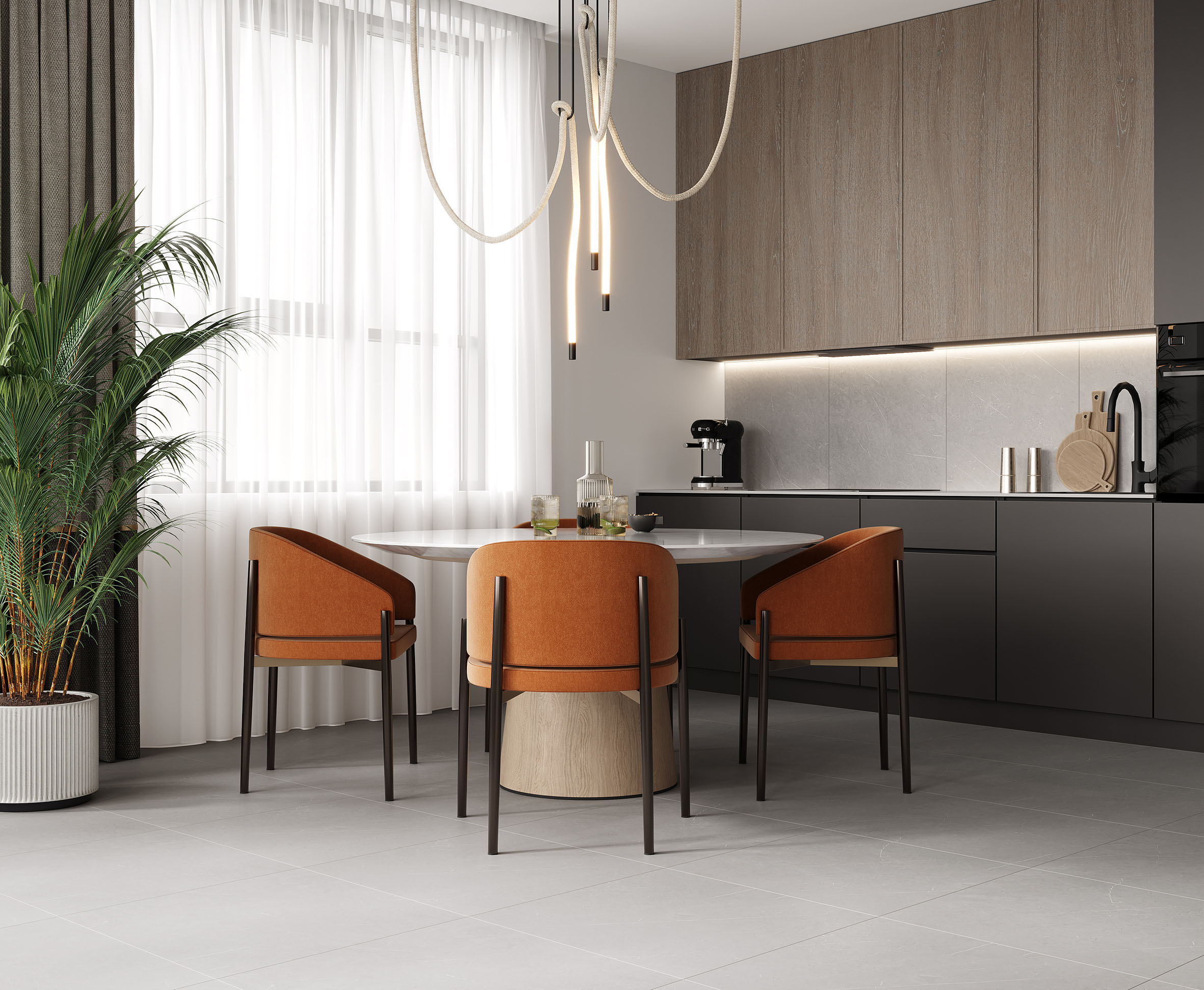 French smoke керамогранит светло-серый матовый 60x60