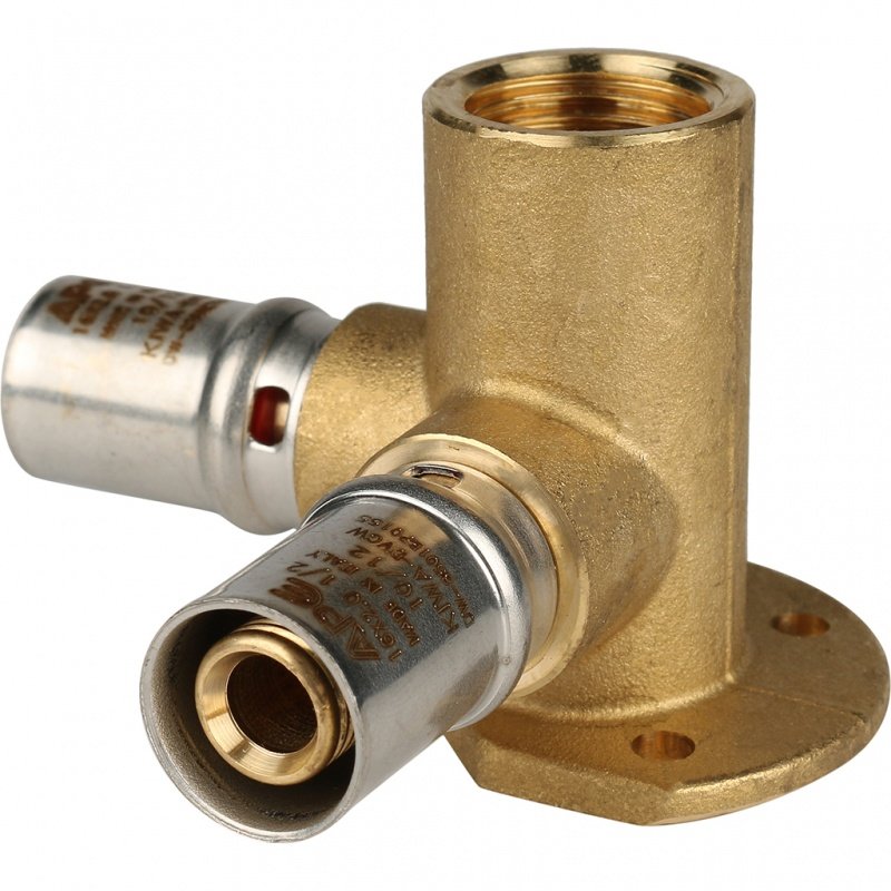 Тройник угловой под пресс настенный 16 х 1/2" х 16 (ВР) STOUT для МП труб