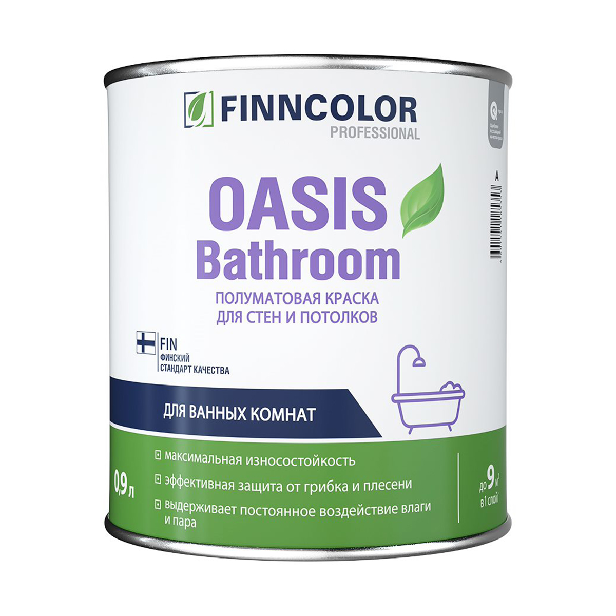 Краска "oasis bathroom"  база с   0,9 л (1/6) для влажн. помещений "тиккурила"