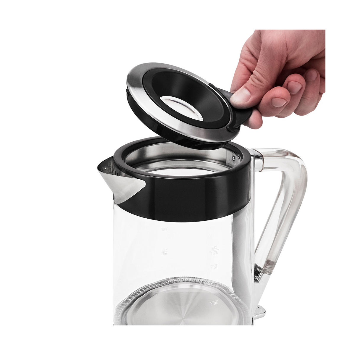 Чайник электр. pwk 1715 cgl "water way pro" 1,7 л стекло (черный) (1/4) "polaris"