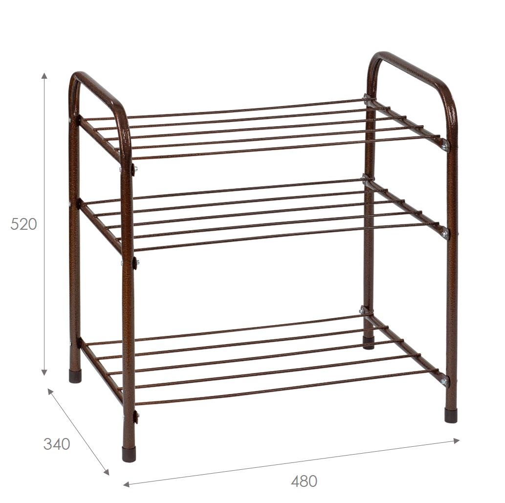 Этажерка для обуви 3-х  ярусная "эконом" (коричневый)  (1) "виолет"