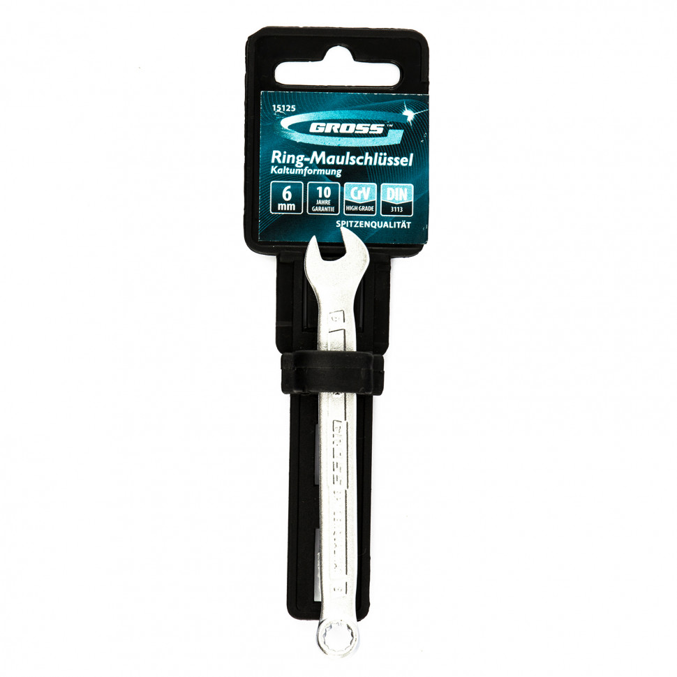 Ключ комбинированный 6 мм, CrV, холодный штамп Gross (15125)