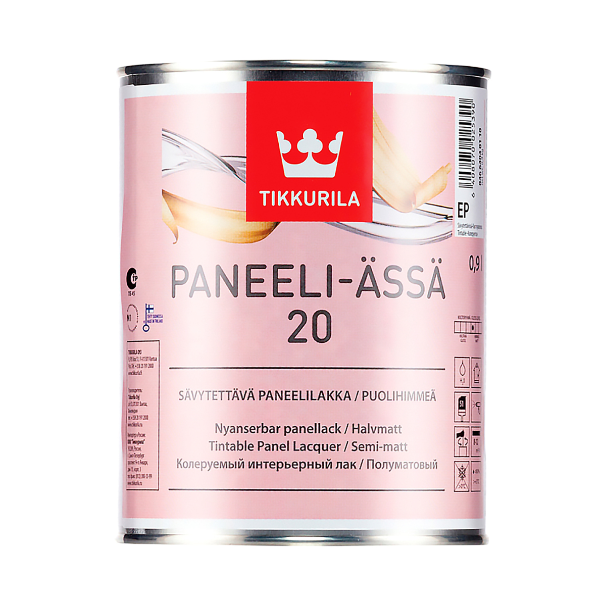 Панели-ясся -20  п/матов.  0,9 л (1/3) лак акрилатн. для дерева "тиккурила"