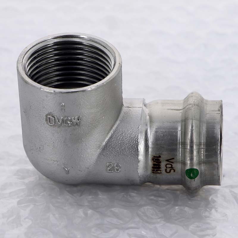 Угол пресс-В компактный 28x1" нержавеющая сталь Sanpress Inox VIEGA