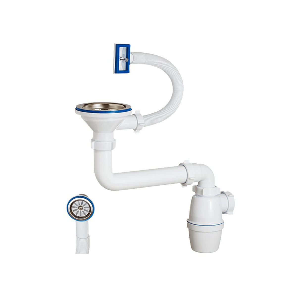 Сифон 3 1/2" х 40 мм с переливом и смещенным сливом (1/20) "orio" к-4007