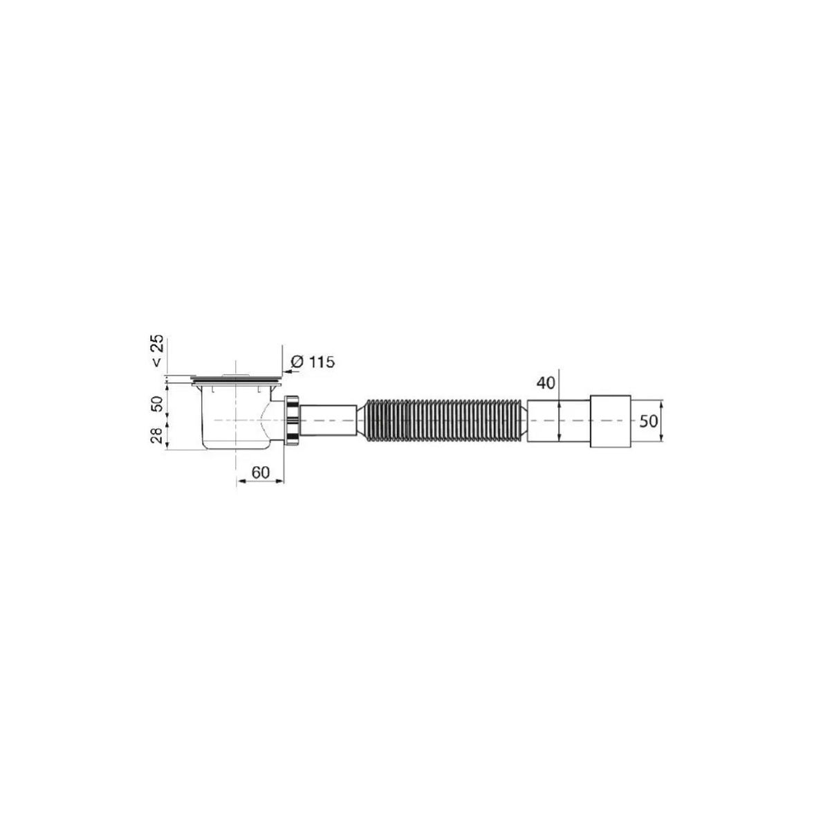 Сифон для душевого поддона “tourbillon" 90 мм, выход 40 мм, с гофротрубой 800 мм (1/30) "wirquin"