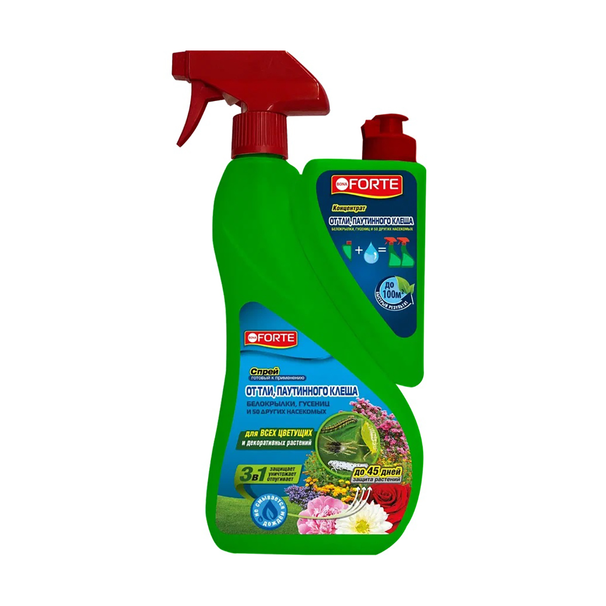 Средство от тли, паутин. клеща и др.насекомых "bona forte" (спрей 750 мл + концентрат 250 мл) (1/10)