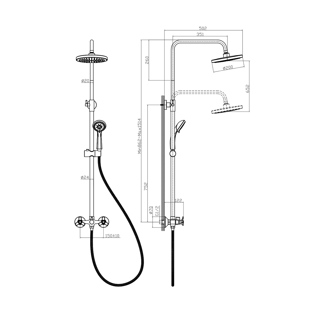 Душевая система  q02-45  лейка 3 реж., верхн. душ "тропич. дождь" (1/4) "rossinka"