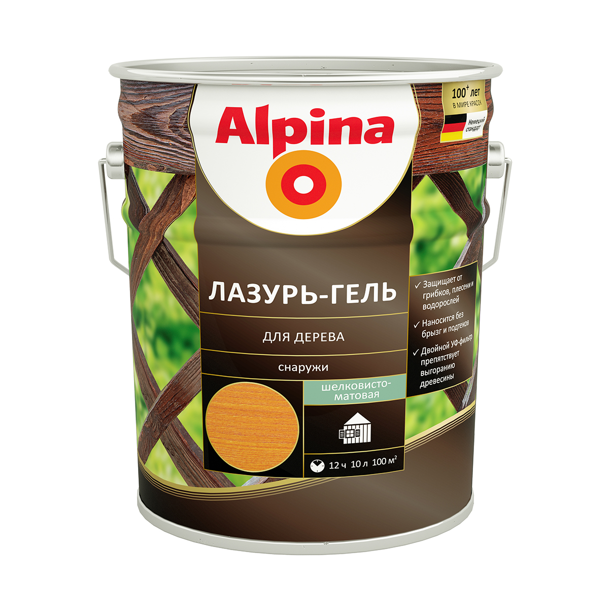 Лазурь-гель деревозащитная рябина 10 л (1) "alpina"