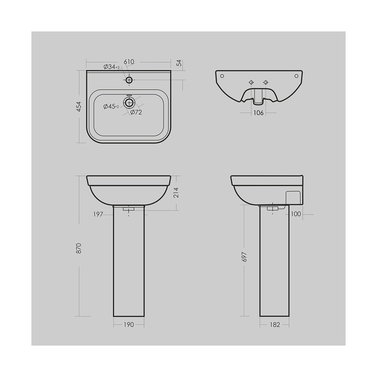 Раковина "next" белая "sanita luxe"  wb.pd/next/60-c/wht.g/s1