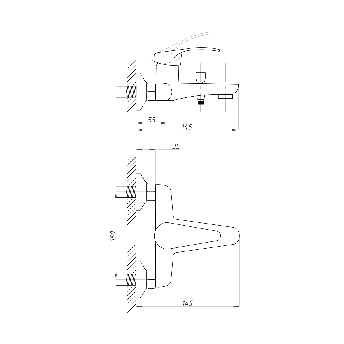 Смеситель для ванн псм-104-1 (1/12) "профсан"
