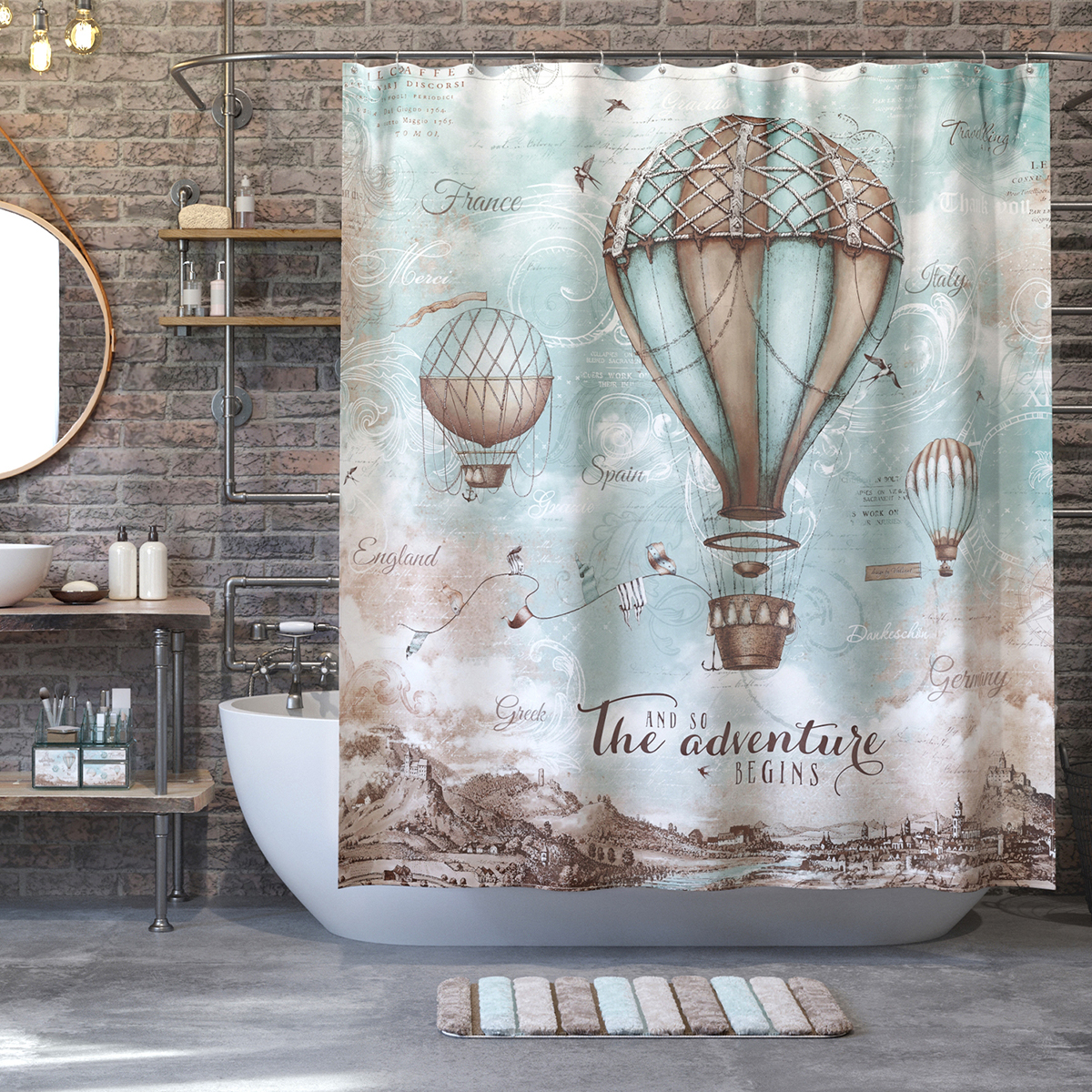 Штора для ванной 180*180 см (полиэстер) "travelling air" (1/24) "valiant" tc-a-1818