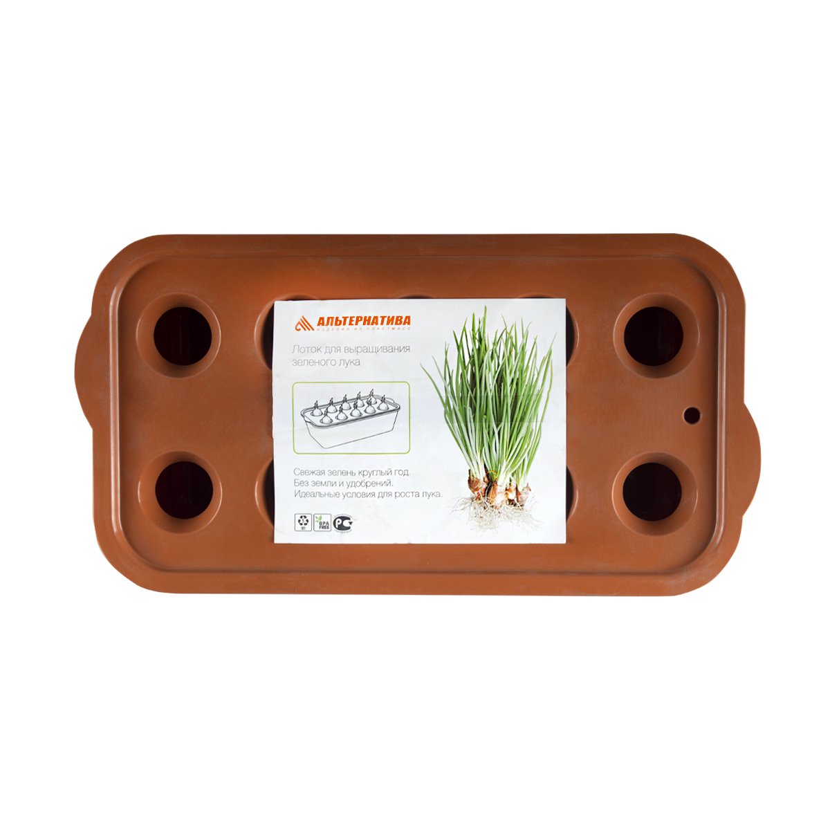 Ящик для выращивания зеленого лука (10 ячеек) (коричнев.) (1/20) "альтернатива" м6716