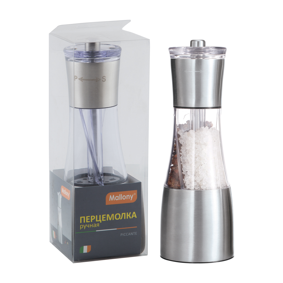 Мельница для специй ручная "piccante" 6,6*19,5 см (акрил, нержав.) (1/12/48) "mallony"