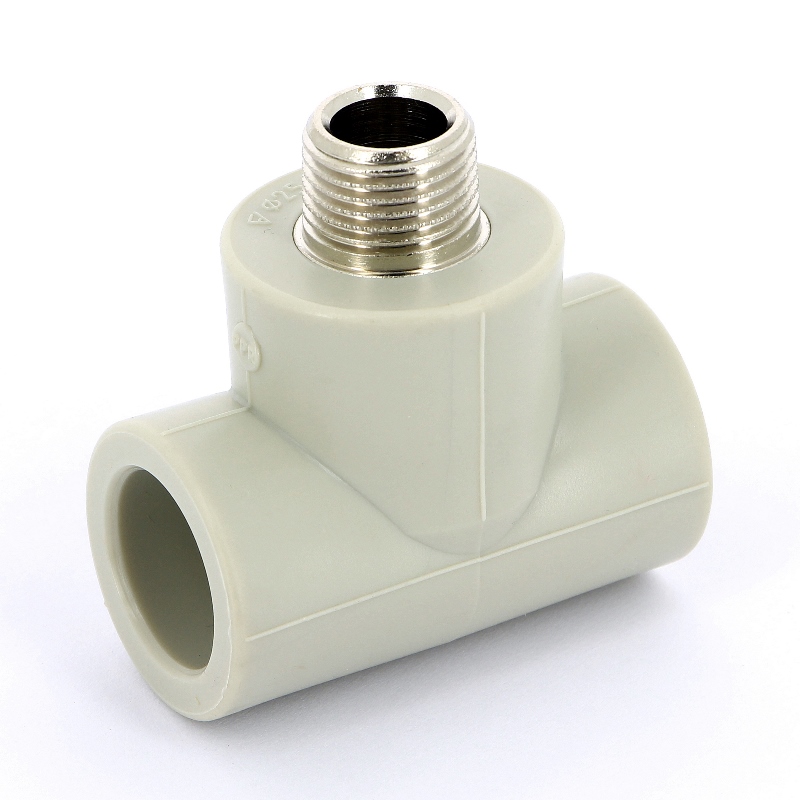 Тройник комб. 20 х 1/2" (НР) полипропилен PP-R FV-PLAST серый