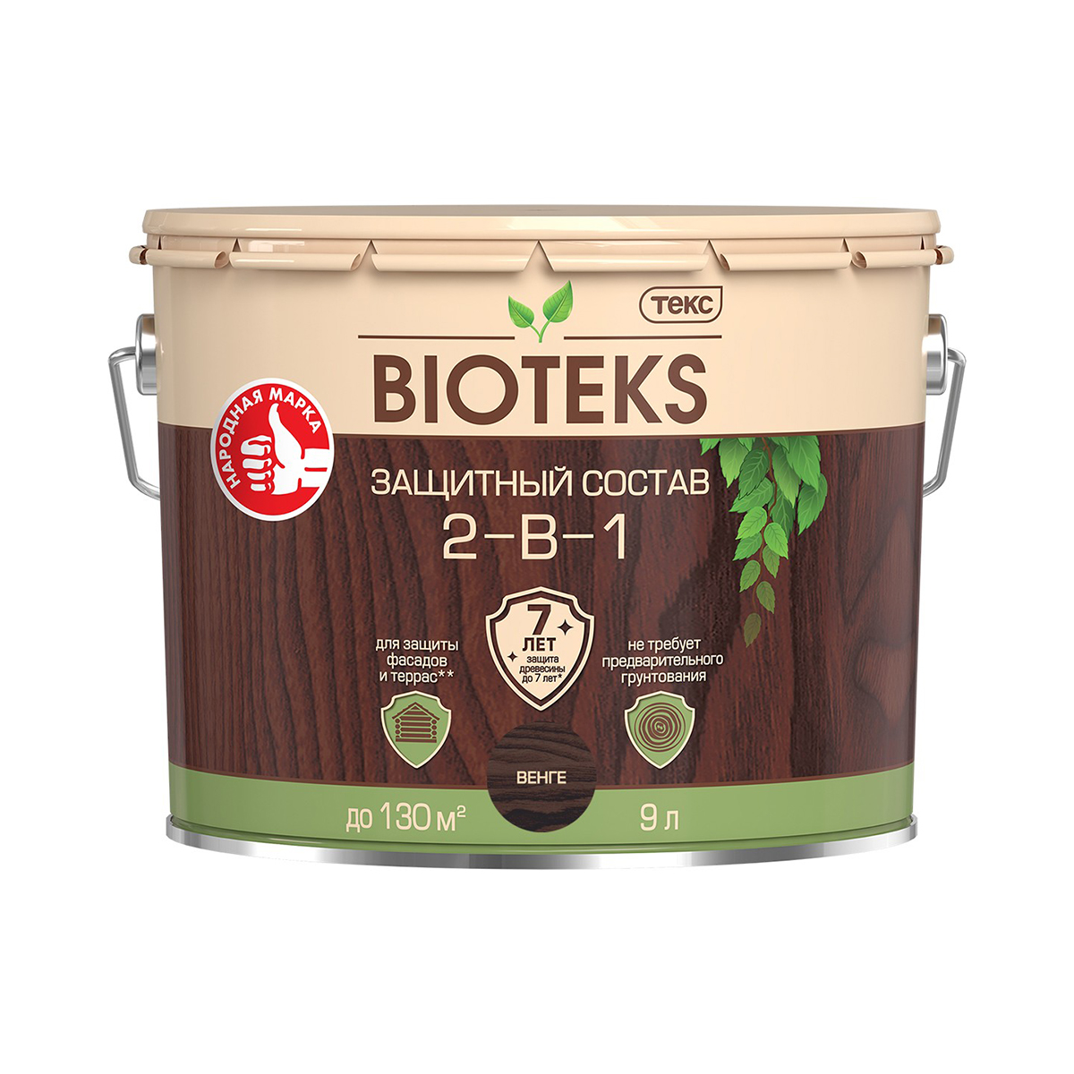 Биотекс венге  9 л (1) защитный состав  2 в 1 "bioteks"