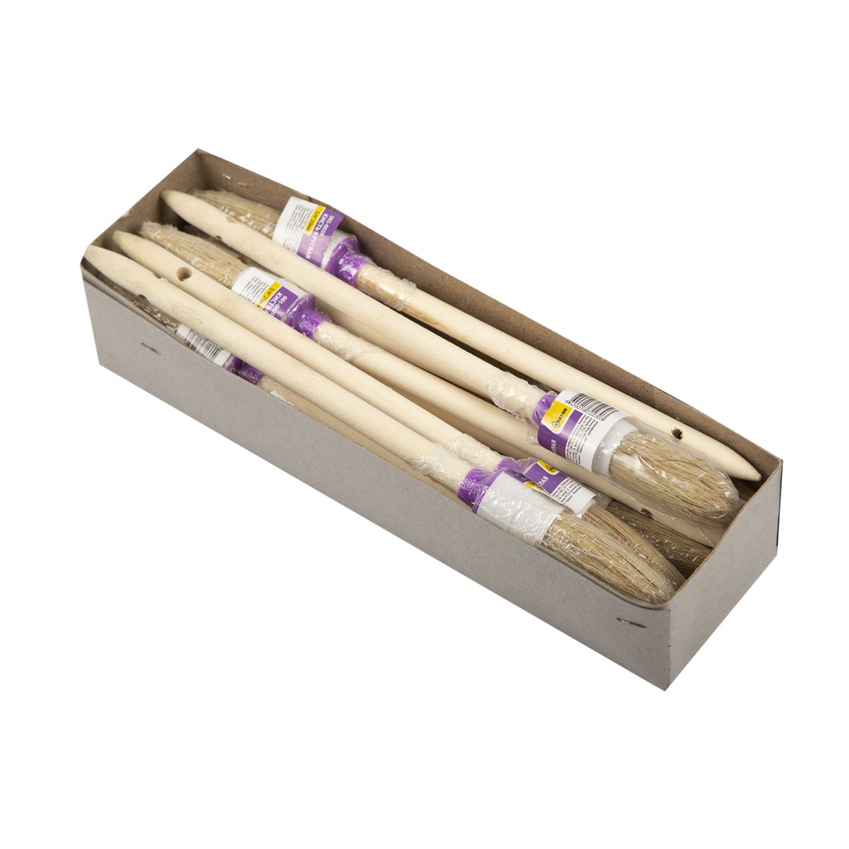 Кисть круглая  № 2/20 мм  (12/720) натур.щетина, дерев.ручка "krafor" 001-0020