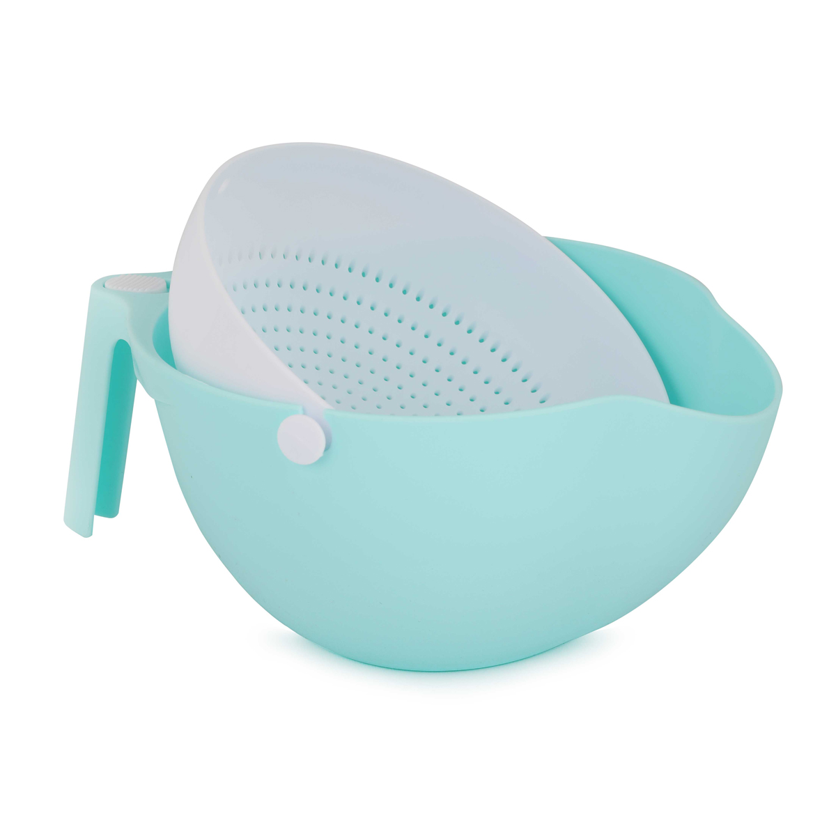 Дуршлаг пласт. "джем" 260*85*105 мм с ручкой (голубой) (1/24) "альтернатива" м8213