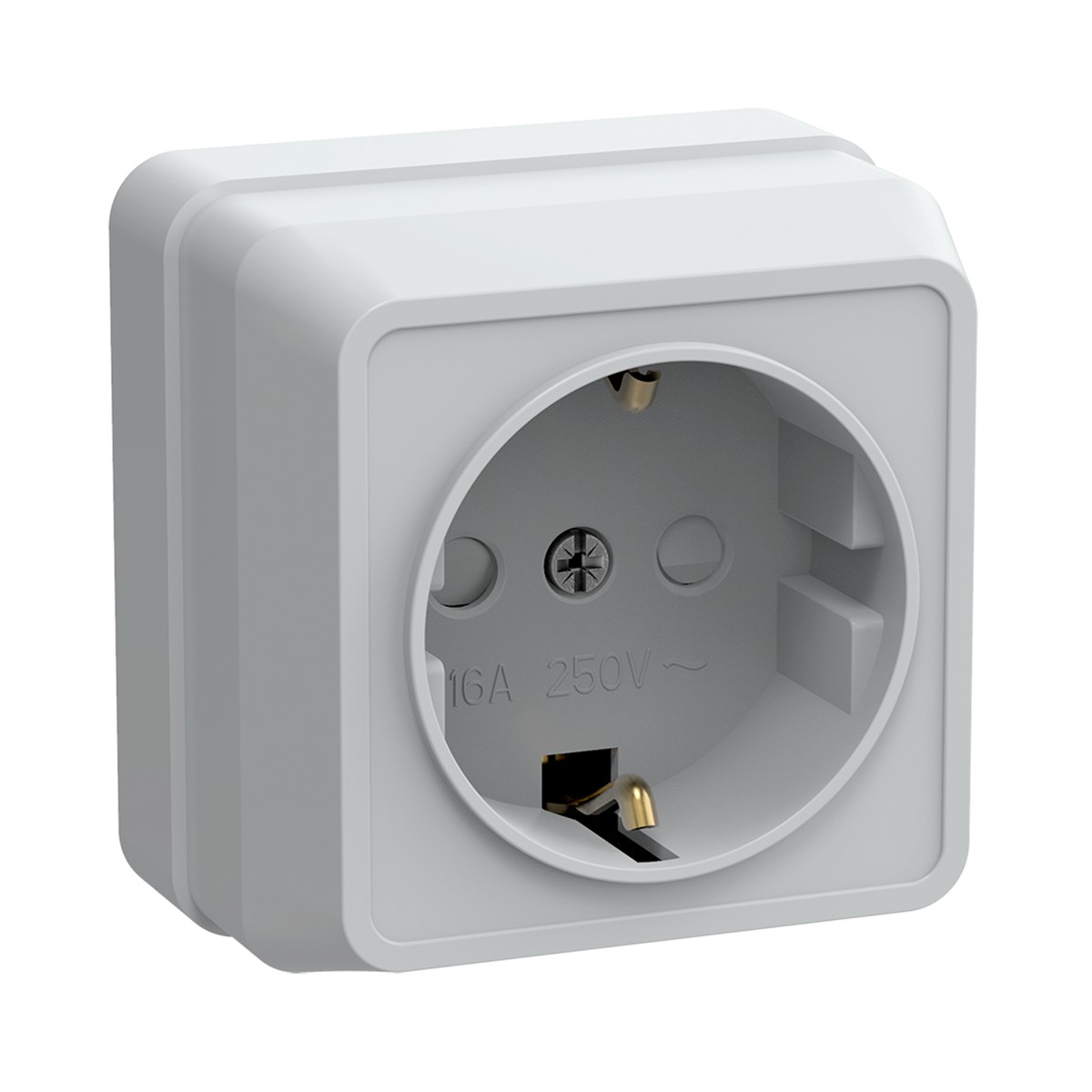 Розетка открыт. уст. "октава" 1 местн. с заземл, с шторк. рсш20-3-об, 16а, белый (1/30/360) "iek"