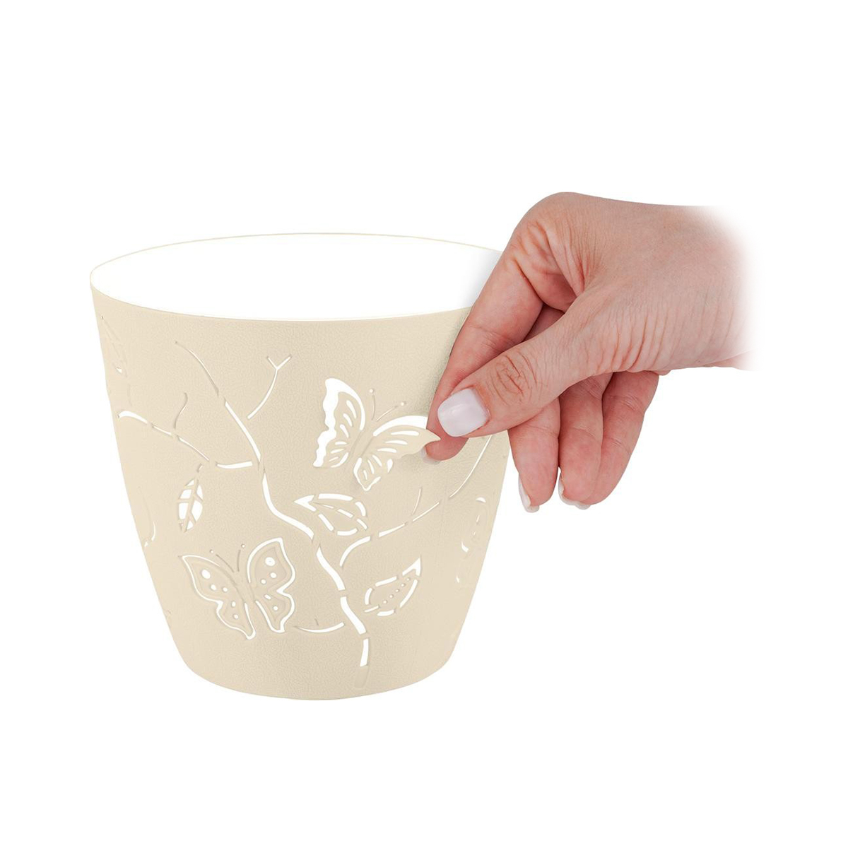 Горшок для цветов "batterflies" d 115 мм/0,7 л (молочный туман) (1/20) "plast team" pt401110048