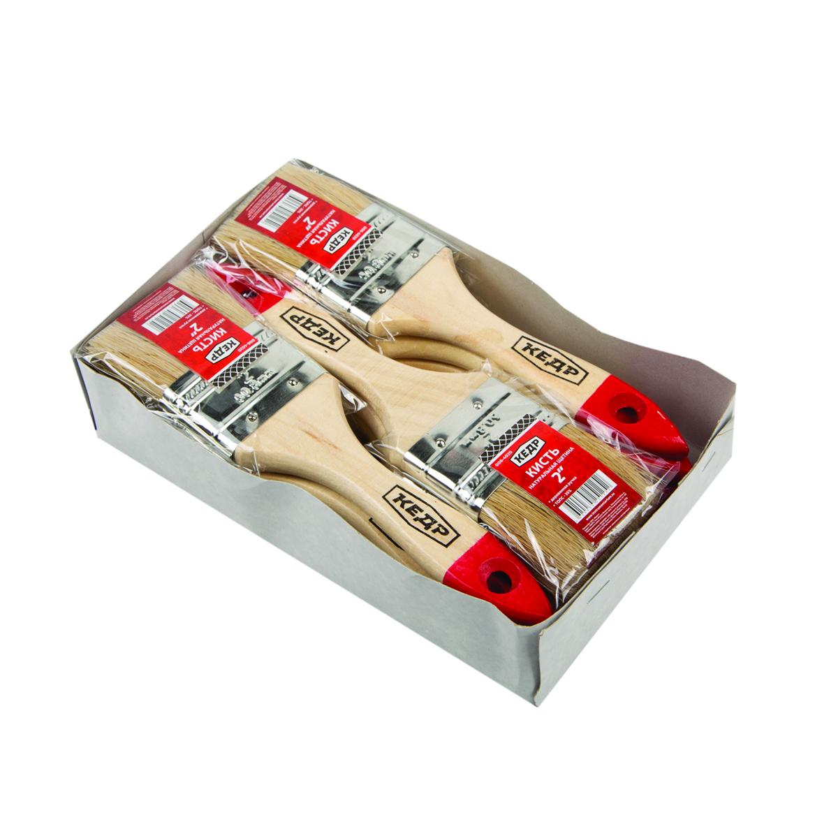 Кисть плоская  №2 /50 мм  (12/720) натур.щетина, дерев.ручка "кедр"  006-4020