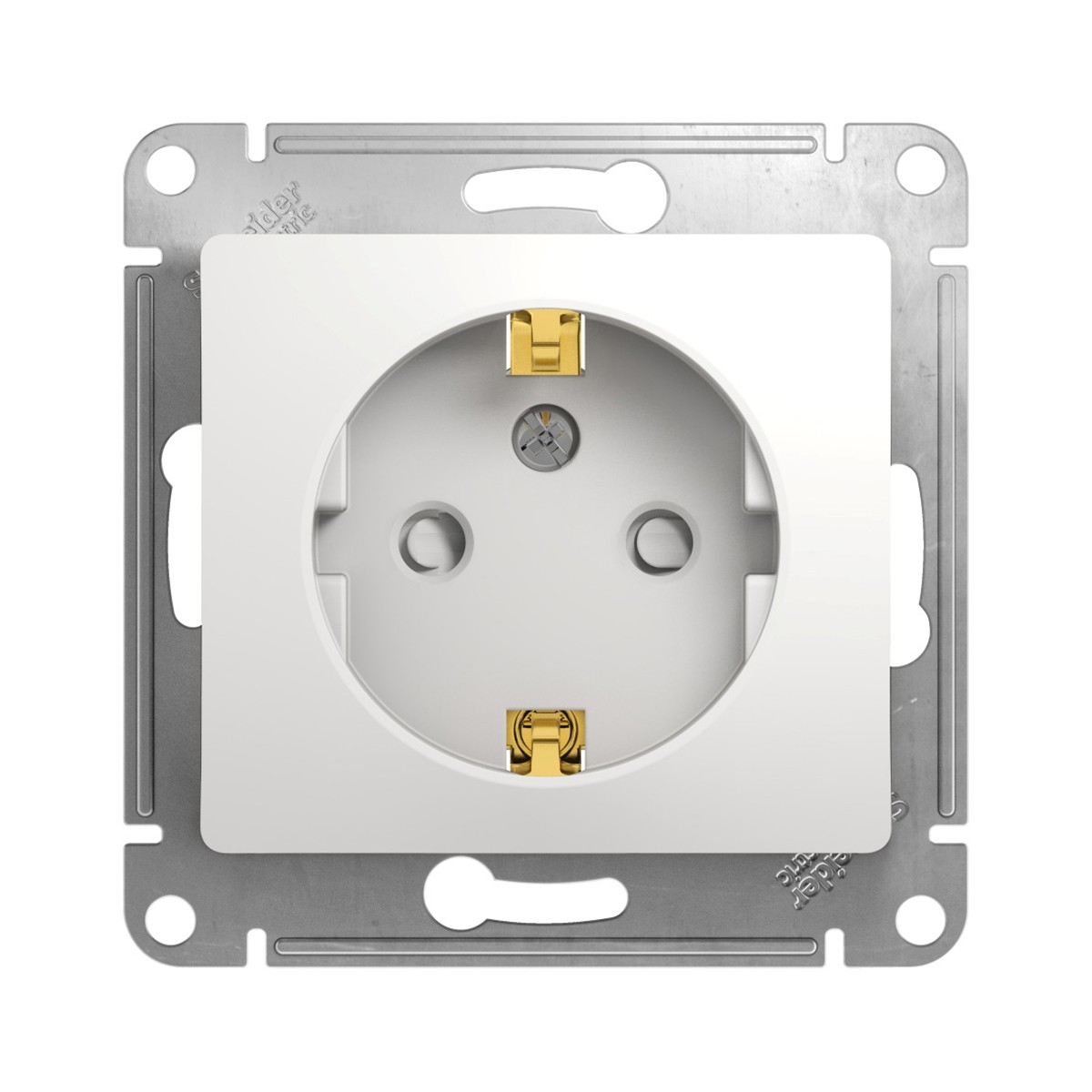 Розетка "glossa" 1 местн. с заземл, с шторками (механизм) 16а, белый (1/20/160) "schneider"