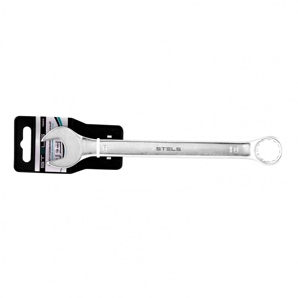Ключ комбинированный, 18 мм, CrV, матовый хром Stels (15223)