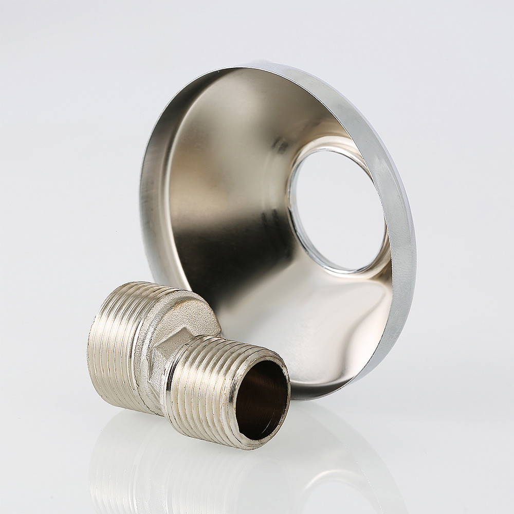 Эксцентрик резьбовой 3/4" х 1/2" (НР) с декоративной чашкой 25 мм латунь-никель VALTEC (VTr.670.N.05