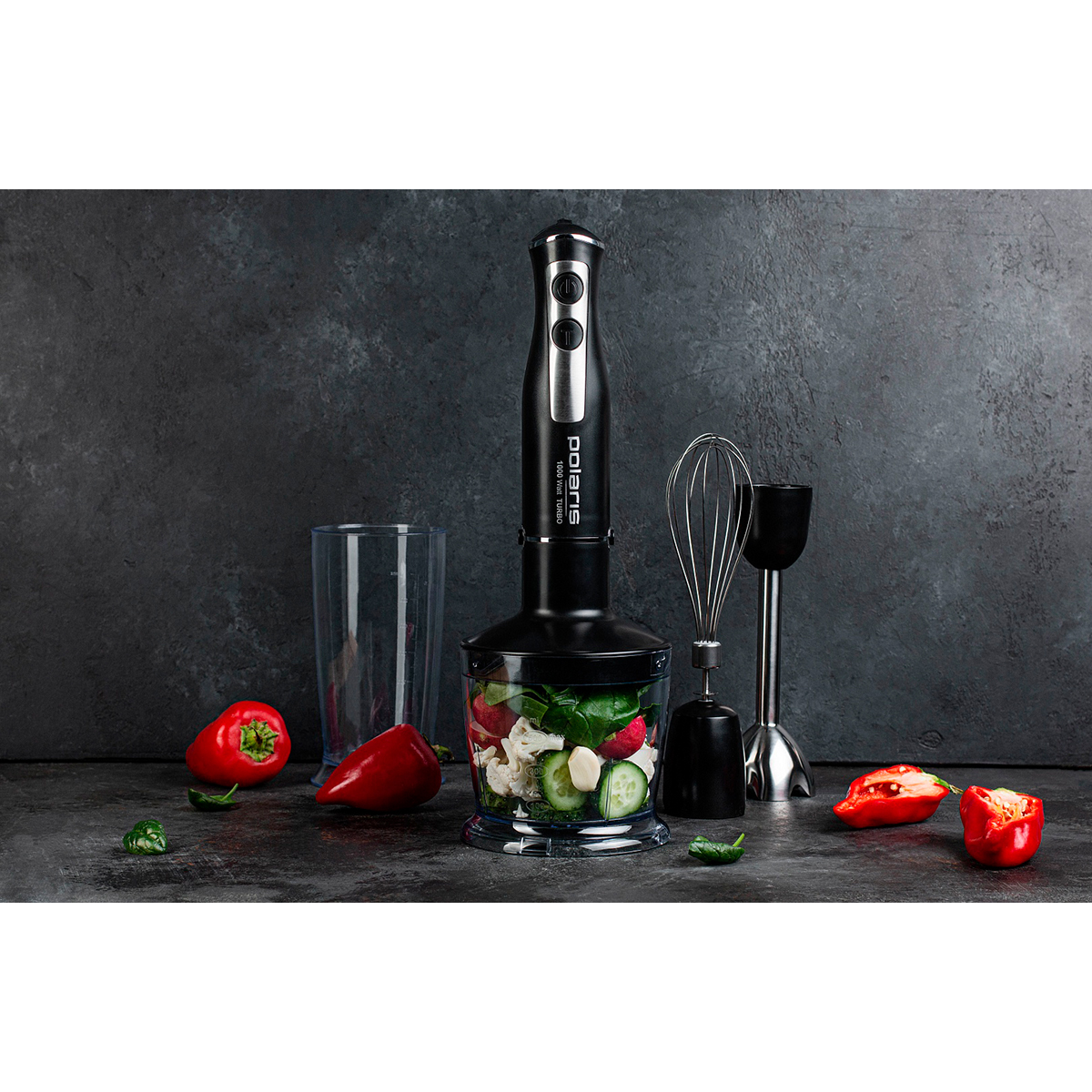 Блендер погружной phb 1065, 1000 вт, 2 скорости (1/8) "polaris"