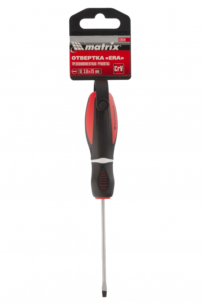 Отвертка "Era", SL3 х 75 мм, CrV, трехкомпонентная рукоятка Matrix (12070)