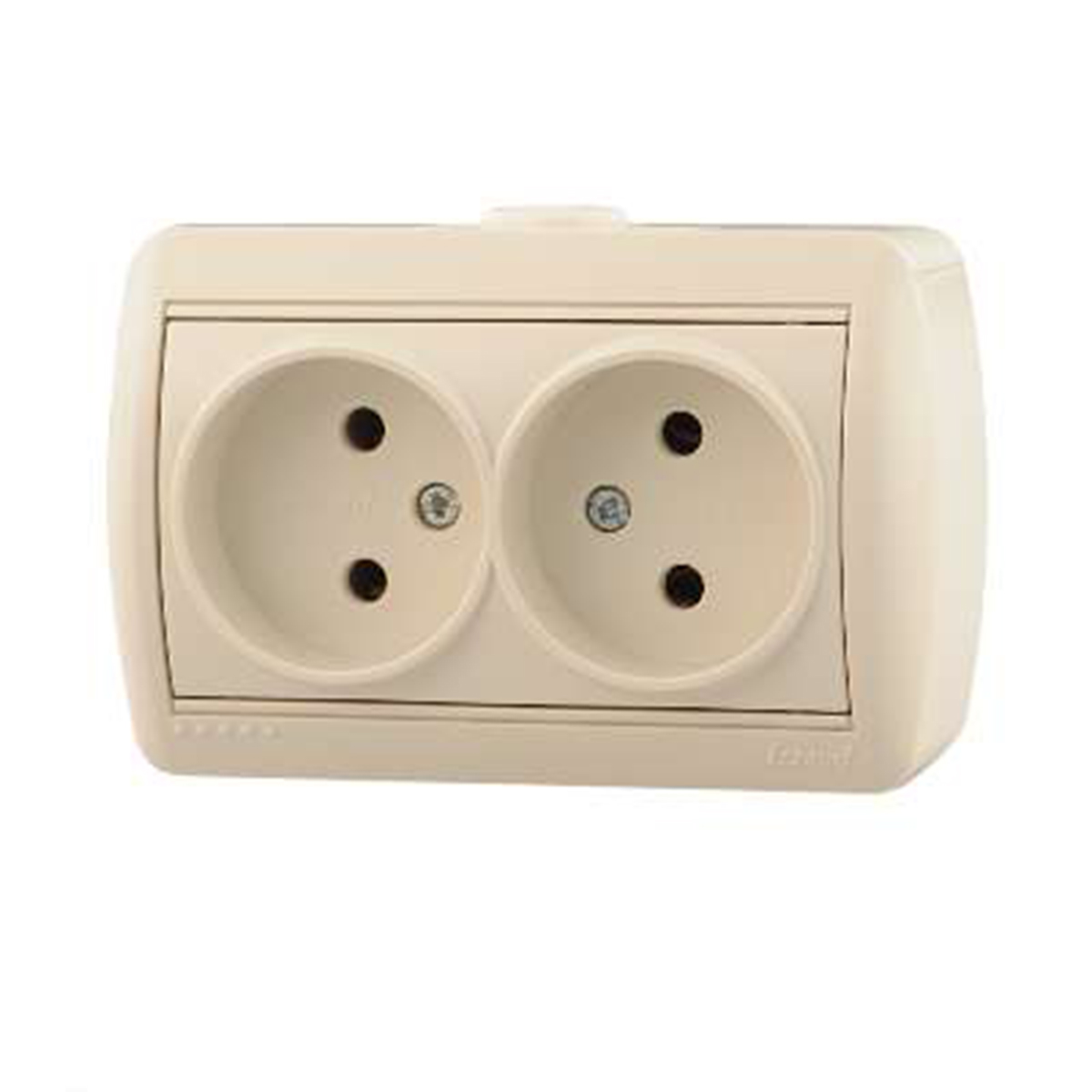 Розетка открыт. уст. "nata" 2-х местн. (керамика) кремовый (1/10/120) "lezard" 710-0300-128