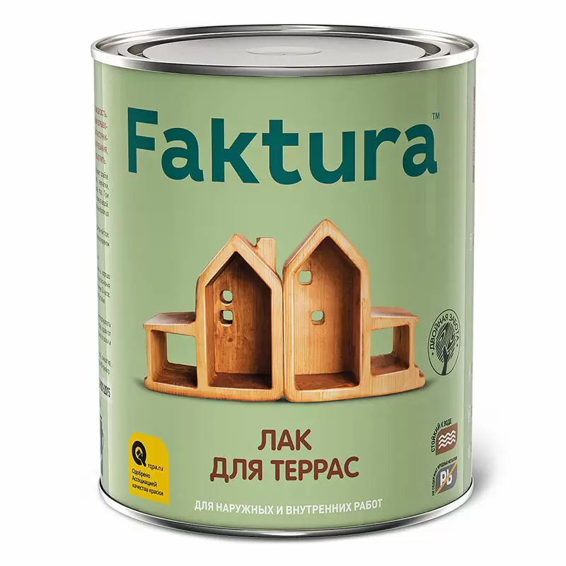 FAKTURA лак для террас водостойкий алкидно-уретановый, с УФ-фильтром, глянец (0,7л)