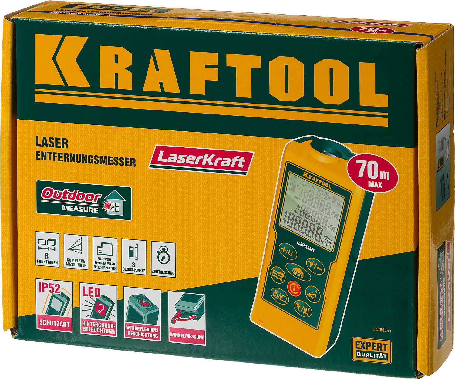 KRAFTOOL Laser-Kraft, 5 см - 70 м, лазерный дальномер (34760)