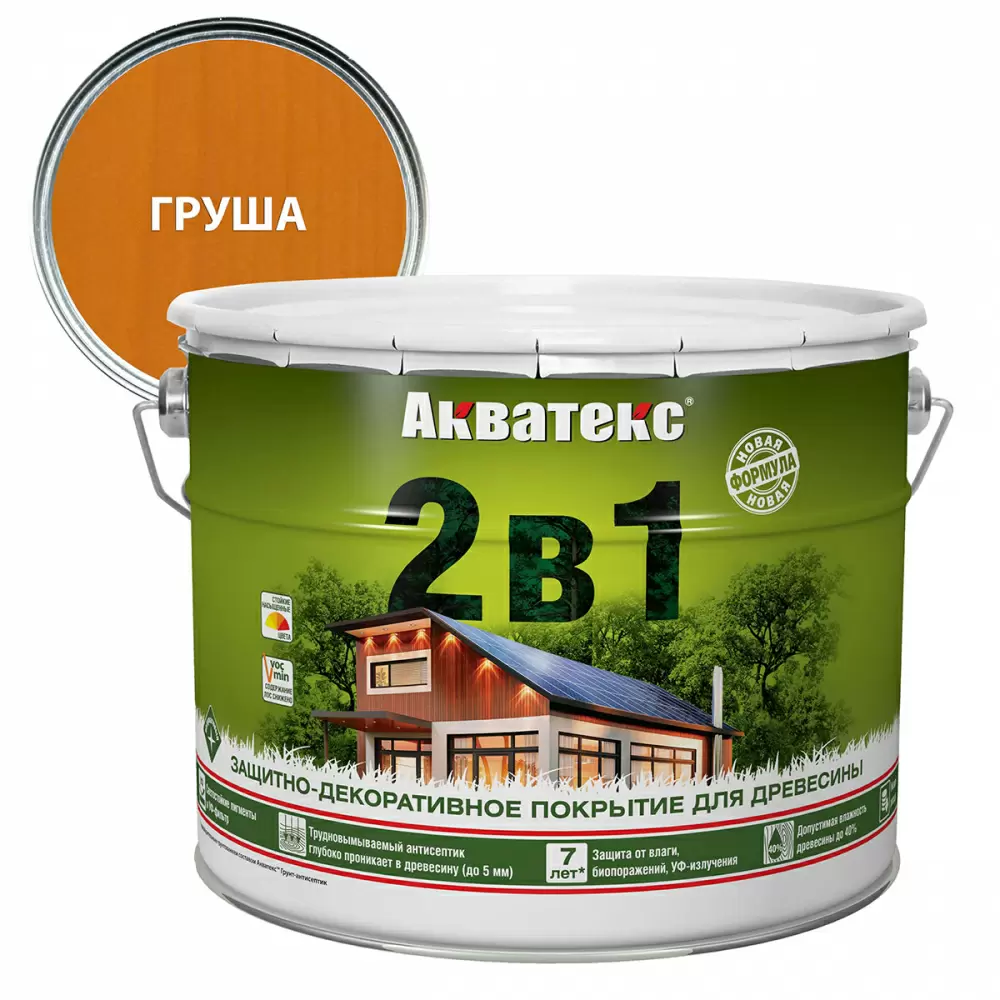 Акватекс 2 в 1 защит.-декор. покрытие для дерева алкидное полуматовое лессирующее, груша (9л)