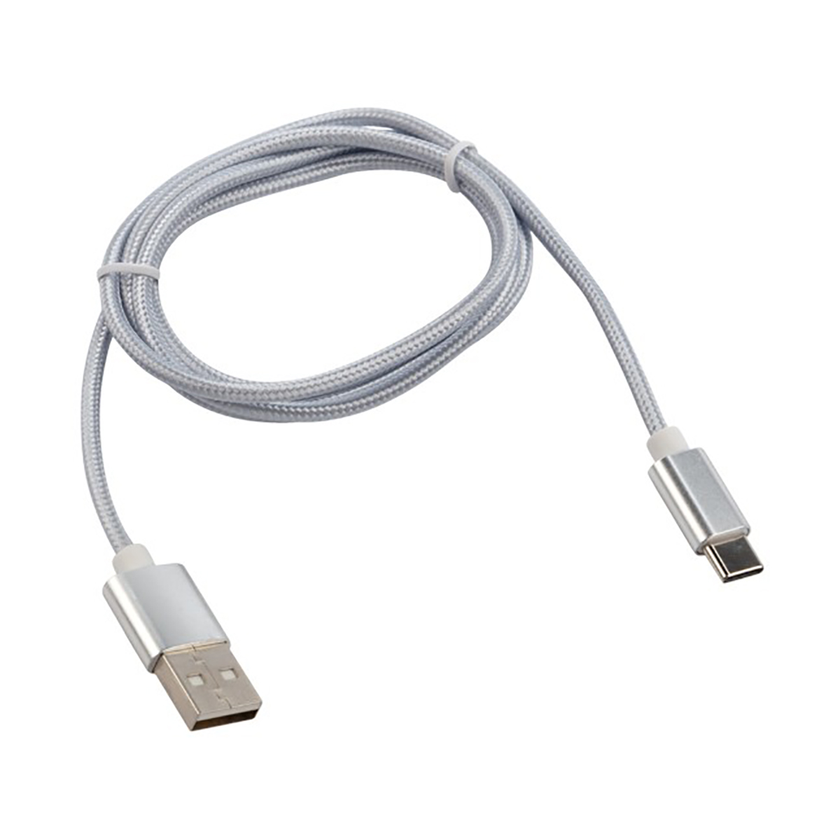 Кабель usb type-c 1 м в нейлоновой оплетке (серый) (1/10/100) "rexant" 18-1899