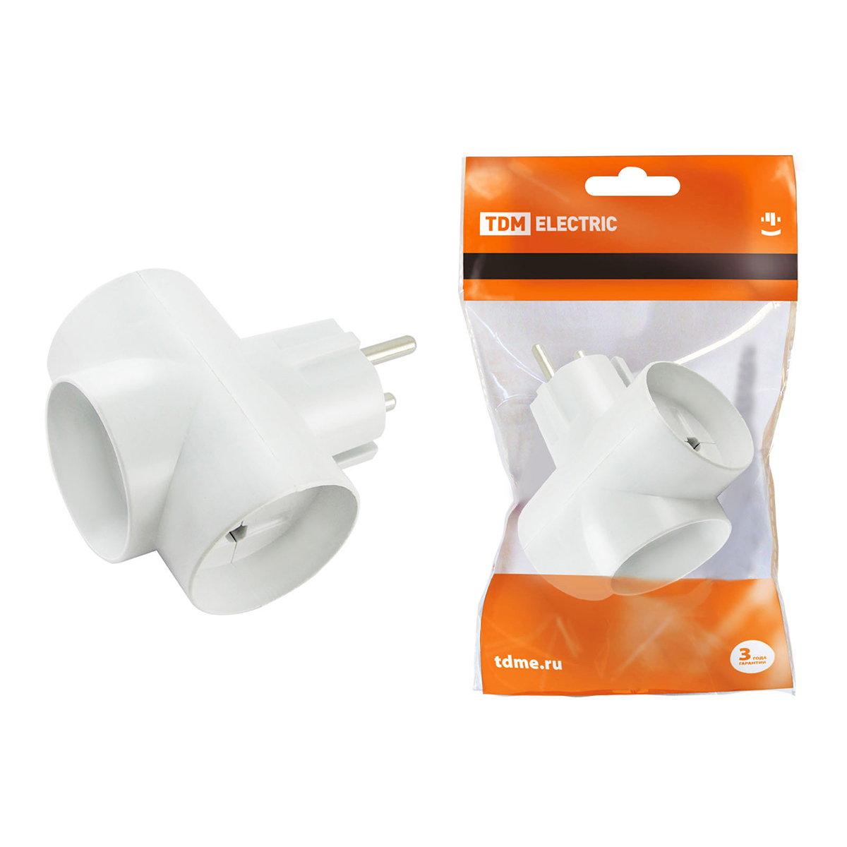 Разветвитель электрический 3 гнезда 16а 250b, белый (1/20/240) tdm sq1806-0041