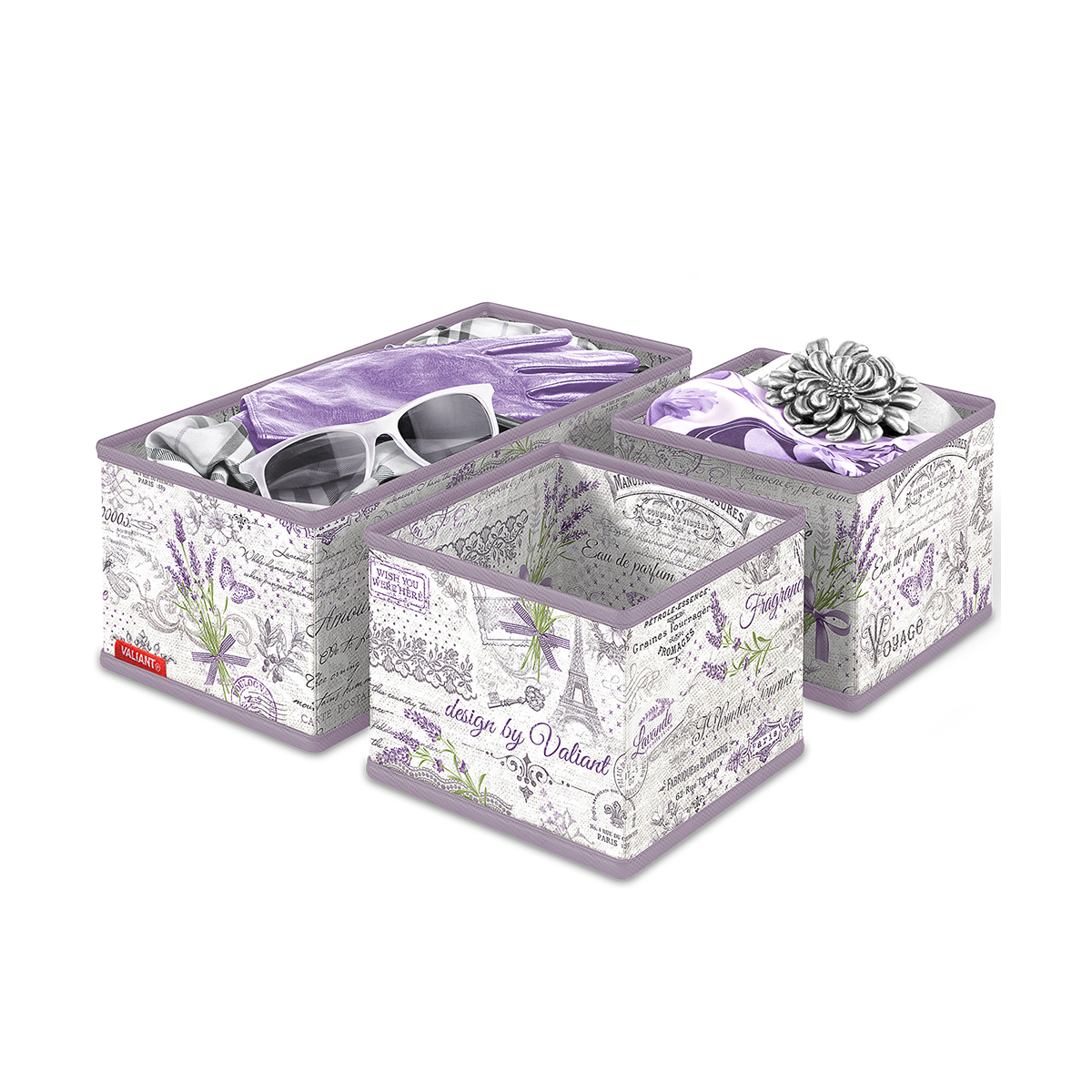 Органайзеры для хранения "lavande" 3 шт. (28*14*11 см; 2 шт. 14*14*11 см) (1/24) "valiant" lv-s3