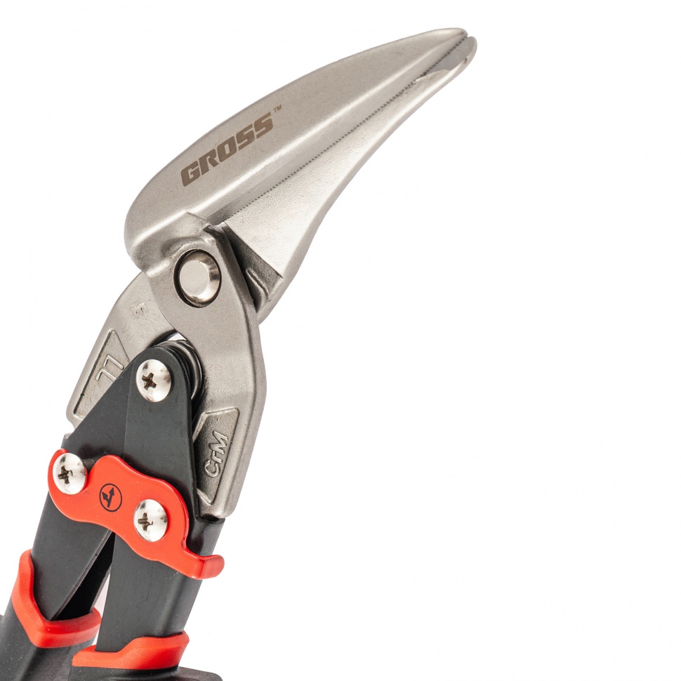 Ножницы по металлу "Piranha", 270 мм, прямой и левый проходной рез, сталь СrMo, двухкомпонентные рукоятки Gross (78331)