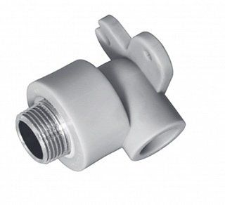 Водорозетка одинарная 90° 20 х 1/2" (НР) ПП (PP-R100) серый HEISSKRAFT