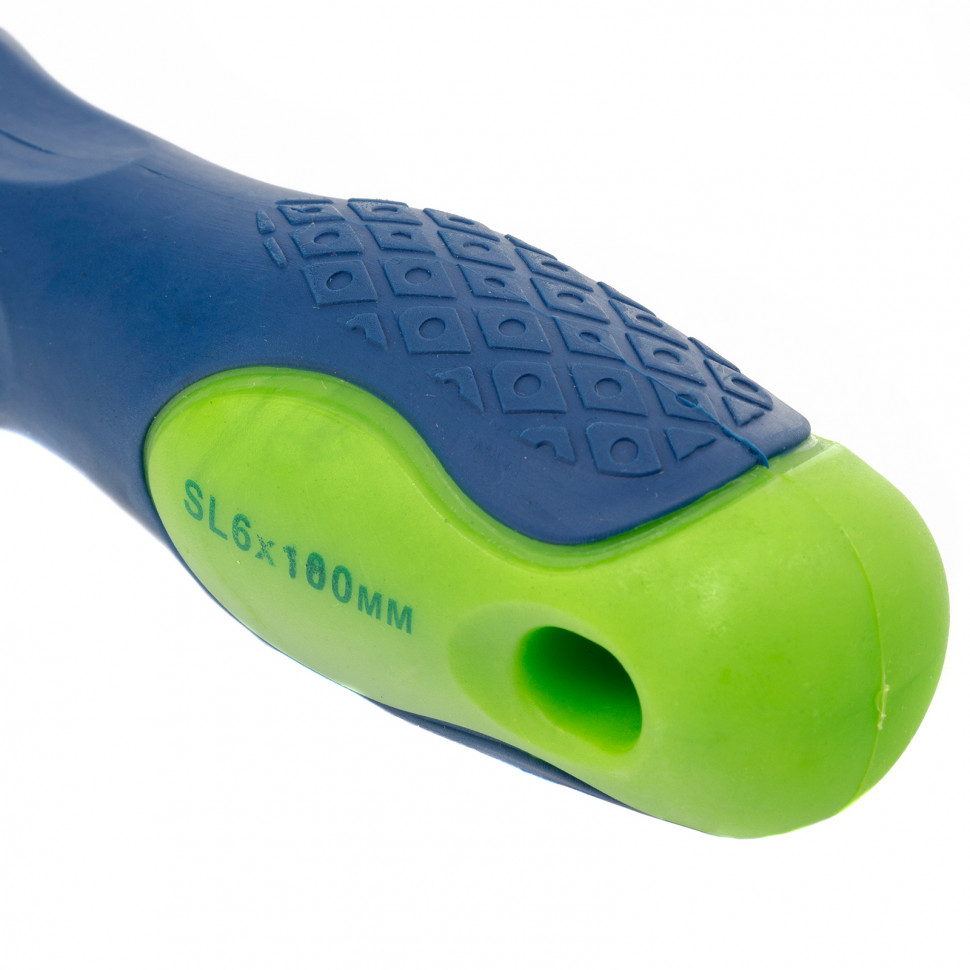 Отвертка, SL6 х 100 мм, CrV, двухкомпонентная рукоятка Сибртех (11871)