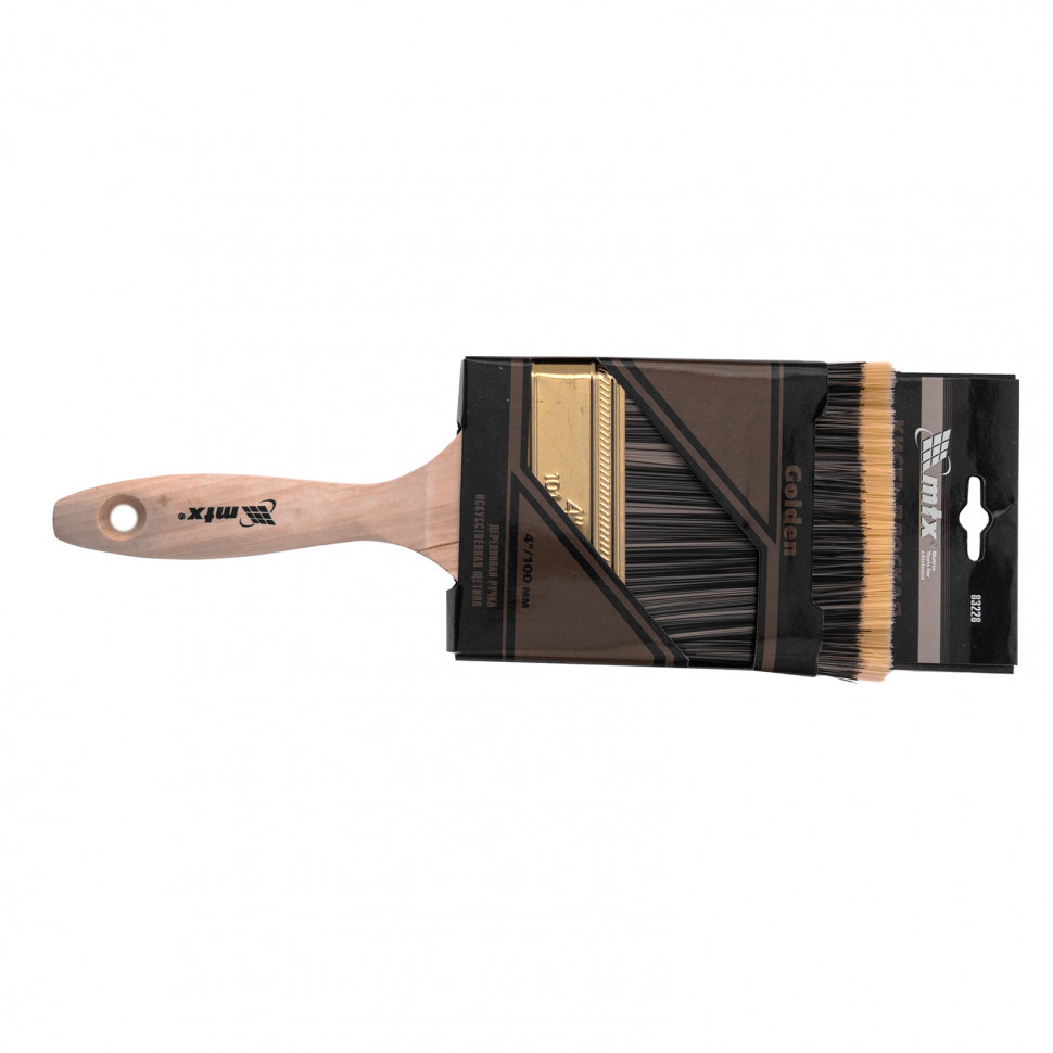 Кисть плоская Golden 4", искусственная щетина, деревянная ручка MTX (83228)